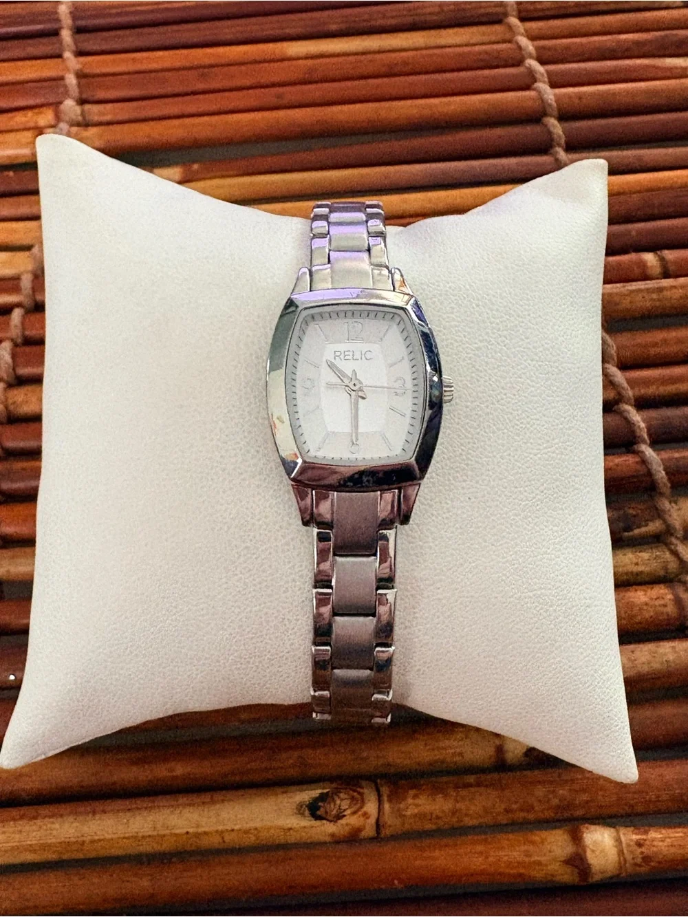 Relic Silver-Tone Women's Bracelet Watch with White Dial Needs Battery